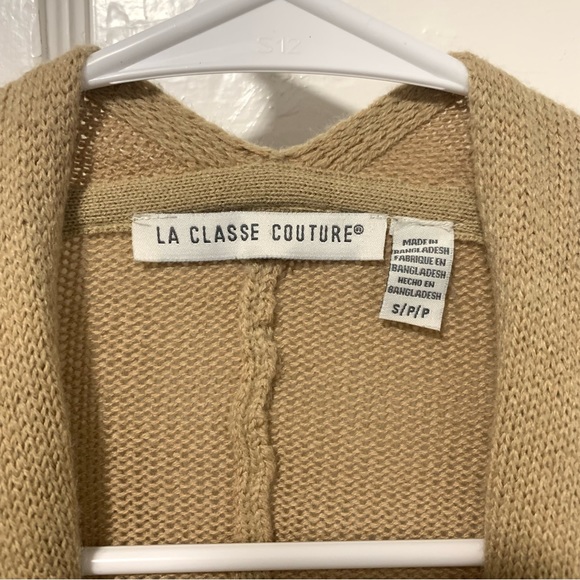 Open Front Poncho Cardigan Sweater, Size S, Color Tan - Picture 6 of 10